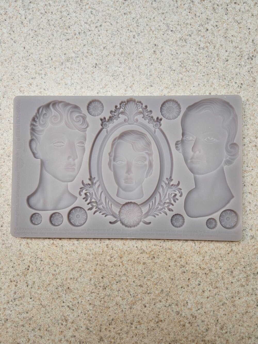Silicone Mould Tray with Victorian Portrait Cameos - Light Gray
